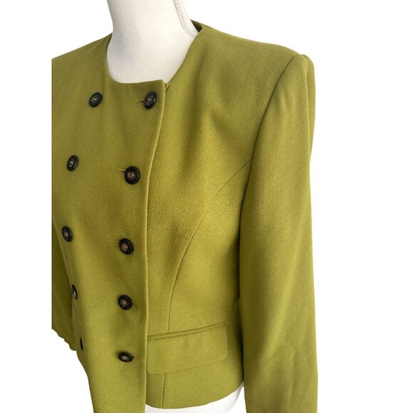 KASPER Olive Double Buttoned Blazer Size 8 - Picture 2 of 8